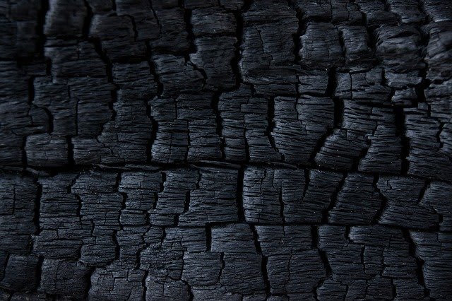 Up-close piece of charcoal
