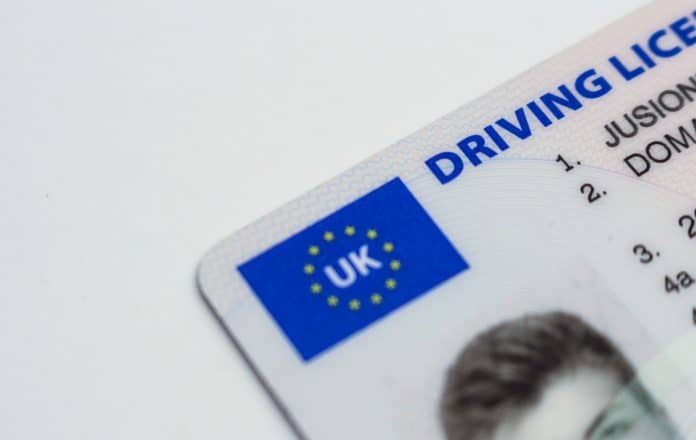 Corner of UK drivers license