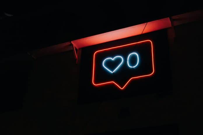 Neon sign of social media 