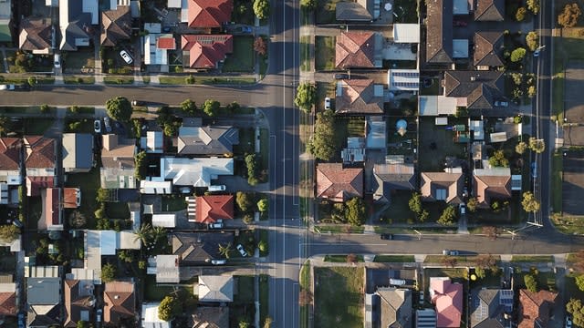 Drone view of a suburb